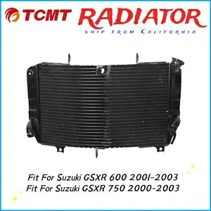 ブラックアルミラジエータークーラーエンジン冷却スズキ GSX-R 750 2000-2003用 Black Aluminum Radiator Cooler Engine Cooling Fit For Suzuki GSX-R 750 2000-2003 【並行輸入品】