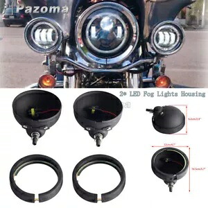 2X ブラック 4.5 インチ LED ドライビングフォグライトアウターハウジングブラケットカバー ハーレー用 2X Black 4.5'' LED Driving Fog Light Outer Housing Bracket Cover For Harley 【並行輸入品】