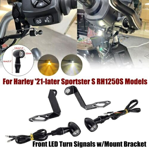 ミニブレットフロント LED ターンシグナルライト ブラケット付き ハーレースポーツスター S RH1250S 用 Mini Bullet Front LED Turn Signal Light w/Bracket For Harley Sportster S RH1250S 【並行輸入品】