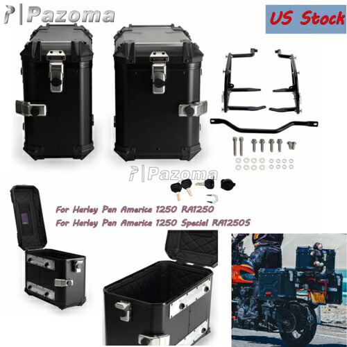サイドボックスツール荷物キャリア、取り付けブラケットプレート付き、ハーレーパンアメリカに適合 Side Box Tool Luggage Carrier w/ Mounting Brackets Plate Fits Harley Pan America 【並行輸入品】