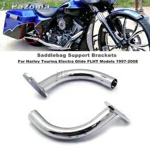 2xクローム サドルバッグ サポート ブラケット ハーレー ツーリング エレクトラグライド FLHT 97-'08用 2xChrome Saddlebag Support Brackets For Harley Touring Electra Glide FLHT 97-'08 【並行輸入品】