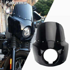 フロントヘッドライトフェアリング + 11 インチフロントガラスキット Harley Dyna Softail Street Bob 用 Front Headlight Fairing + 11\