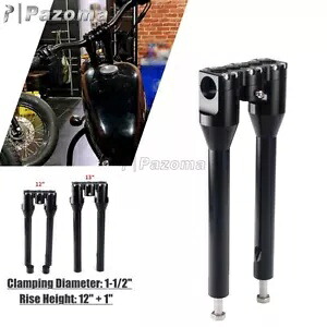 ハンドルバーライザー 1 1/2インチ ファットバークランプ 12インチ ライザーキット ハーレーダイナ スポーツスター XL用 Handlebar Riser 1 1/2\