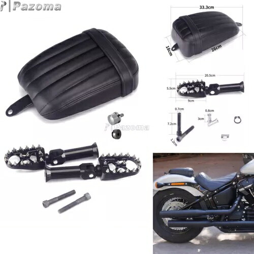 リアシートクッション + フットペグキット ハーレーブレイクアウト FXBR ファットボブ 114 FXFBS 用 Rear Seat Cushion + Foot Pegs Kit For Harley Breakout FXBR Fat Bob 114 FXFBS 【並行輸入品】
