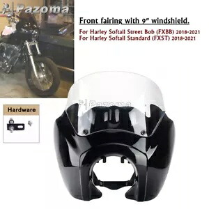 フロントフェアリングクラブヘッドライト 9 インチフロントガラスハーレーソフテイルストリートボブ FXBB Front Fairing Club Headlight 9'' Windshield For Harley Softail Street Bob FXBB 【並行輸入品】