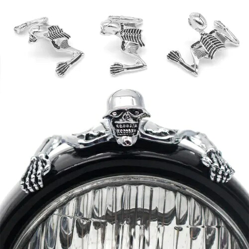 ハーレーボバーチョッパーフェンダーヘッドライトバイザー飾りスカルスケルトンクローム For Harley Bobber Chopper Fender Headlight Visor Ornament Skull Skeleton Chrome 【並行輸入品】