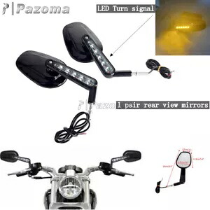 LED ウインカー付きオートバイ バックミラー ハーレー VRSCF 2009-2017 に適合 Motorcycle Rear View Mirrors w/LED Turn Signals Fits Harley VRSCF 2009-2017 【並行輸入品】