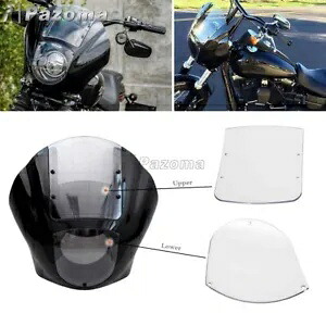 ハーレーダイナスーパーグライドFXD用ヘッドライトクォーターフェアリング交換用フロントガラス Headlight Quarter Fairing Replacement Windshield For Harley Dyna Super Glide FXD 【並行輸入品】