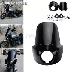 フロントヘッドライトフェアリング + フロントガラスキット (延長ブロック付き) ハーレーダイナ用 Front Headlight Fairing + Windshield Kits w/ Extension Blocks For Harley Dyna 【並行輸入品】