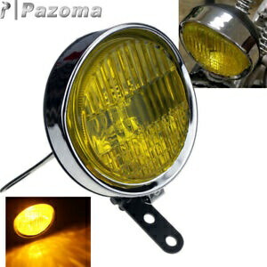 5.75 ''オートバイヘッドライトバイザーガラス H4 イエローヘッドランプユニバーサルハーレー 5.75'' Motorcycle Headlight Visor Glass H4 Yellow Headlamp Universal For Harley 【並行輸入品】