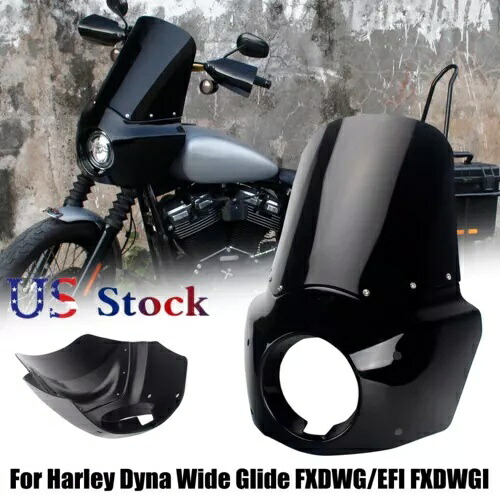 クラブスタイルヘッドライトフェアリング 15 インチフロントガラスハーレーワイドグライドダイナ FXDL 06+ Club Style Headlight Fairing 15'' Windshield For Harley Wide Glide Dyna FXDL 06+ 【並行輸入品】