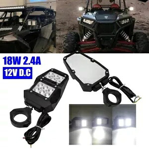 Polaris RZR 1.75インチ & 2インチ ロールバー用 リアサイドビューミラー LEDスポットライト付き For Polaris RZR 1.75\