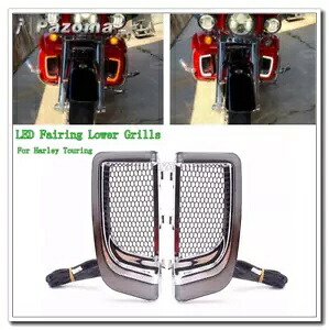 2X LED フェアリング下部グリル ターンシグナルランライト ハーレーツーリンググライド 14-21 に適合 2X LED Fairing Lower Grill Turn Signal Run Light Fits Harley Touring Glide 14-21 【並行輸入品】