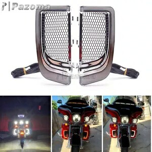 オートバイ LED フェアリング下部グリルターンシグナルライトハーレーツーリング 14-20 Motorcycle LED Fairing Lower Grills Turn Signals Light For Harley Touring 14-20 【並行輸入品】