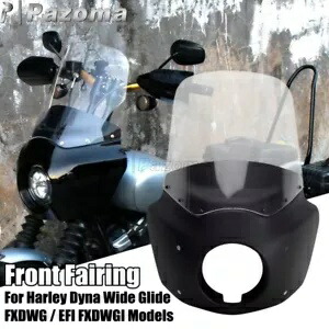 ハーレーダイナファットボブクラブスタイルフロントヘッドライトフェアリングクリアフロントガラスキット For Harley Dyna Fat Bob Club Style Front Headlight Fairing Clear Windscreen Kit 【並行輸入品】