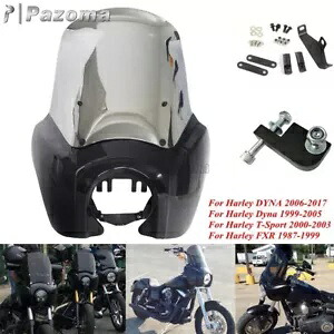 フロントヘッドライトフェアリング 15インチ調整可能なフロントガラスキット付き ハーレーダイナFXD用 Front Headlight Fairing w/ 15'' Adjustable Windshield Kit For Harley Dyna FXD 【並行輸入品】