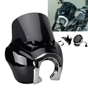 フェアリングフロントガラス + 5.75 インチ LED ヘッドライト投影ヘッドランプはハーレー FXLRS に適合 Fairing Windshield + 5.75\