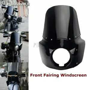 ブラック ヘッドライト フェアリング 15インチ フロントガラス ハーレー ダイナ ワイド グライド FXDWG 2006-08用 Black Headlight Fairing 15\