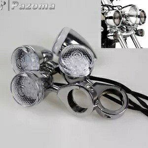 オートバイ LED フロントリアターンシグナルライト ハーレーツーリング用 41mm クランプ付き Motorcycle LED Front Rear Turn Signal Light w/41mm Clamp For Harley Touring 【並行輸入品】