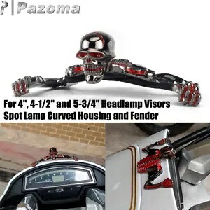 ハーレーカスタムモデル用のヘッドライトバイザーまたはハウジングスカルスケルトンオーナメント Headlight Visors or Housing Skull Skeleton Ornament For Harley Custom Models 【並行輸入品】