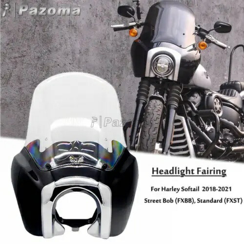 ヘッドライトフェアリング クリアフロントガラス付き ハーレーダビッドソン ソフテイル FXBB FXST用 Headlight Fairing w/ Clear Windshield For Harley Davidson Softail FXBB FXST 【並行輸入品】