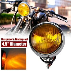 ハーレーオールドスクールボバーオートバイ用 4.5 ''ラウンドヘッドライトヘッドランプアンバーレン For Harley Old School Bobber Motorcycle 4.5'' Round Headlight Headlamp Amber Len 【並行輸入品】