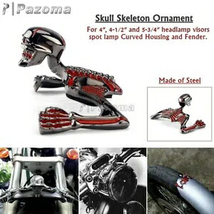 オートバイのカスタムスカルスケルトンオーナメントはハーレー4インチヘッドライトとフェンダーに適合します Motorcycle Custom Skull Skeleton Ornament Fits Harley 4\