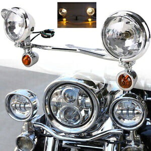 運転パッシングフォグスポットライトターンシグナルランプ/バーブラケット付きハーレーホンダ用 Driving Passing Fog Spot Light Turn Signal Lamp W /Bar Bracket For Harley Honda 【並行輸入品】