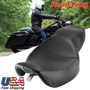 運転席&後部助手席レザーツーアップシート ハーレーツーリングロードキング 1997-06用 Driver & Rear Passenger Leather Two-Up Seat For Harley Touring Road King 1997-06 【並行輸入品】