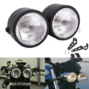 オートバイツインヘッドライトダブルデュアルランプハーレーダートバイクストリートファイター用 Motorcycle Twin Headlight Double Dual Lamp For Harley Dirt Bike Street Fighter 【並行輸入品】