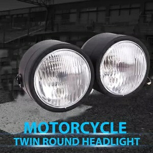 オートバイフロントツインヘッドライトダブルデュアルランプハーレーソフテイルダートバイク用 Motorcycle Front Twin Headlight Double Dual Lamp For Harley Softail Dirt Bike 【並行輸入品】