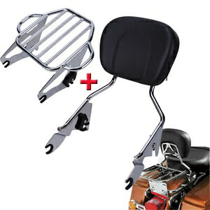 クローム乗客バックレストシーシーバー荷物ラックハーレーツーリング 2009-2021 Chrome Passenger Backrest Sissy Bar Luggage Rack For Harley Touring 2009-2021 【並行輸入品】