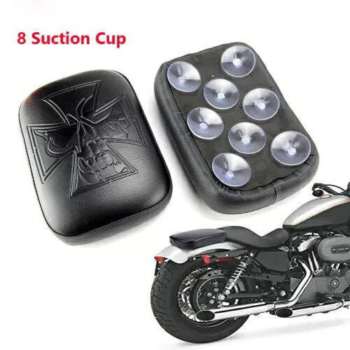 レザーリアピリオン助手席パッド 8 吸盤ハーレーチョッパーボバー用 Leather Rear Pillion Passenger Seat Pad 8 Suction Cups For Harley Chopper Bobber 【並行輸入品】