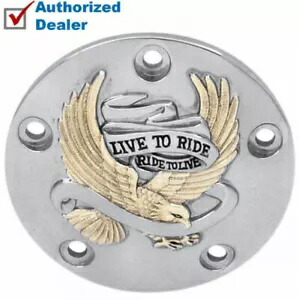 ドラッグ クロムゴールド 5 ボルト イーグル イグニッション カバー Live to Ride Harley Twin Cam 99-17 Drag Chrome Gold 5-Bolt Eagle Ignition Cover Live to Ride Harley Twin Cam 99-17 【並行輸入品】
