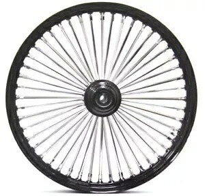 48 キング ファット スポーク 21 X 2.15 フロント ホイール ブラック リム ハブ ハーレー ソフテイル ワイド グライド 48 King Fat Spoke 21 X 2.15 Front Wheel Black Rim Hub Harley Softail Wide Glide 【並行輸入品】