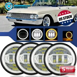 1962-74 フォード ギャラクシー 500 4 個 5.75 インチ LED ヘッドライト Hi-Lo DRL ターン エンジェル アイズ For 1962-74 Ford Galaxie 500 4Pcs 5.75\