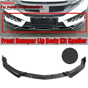 ホンダ シビック 2016-2020 フロントバンパーリップボディキットスポイラーカーボンファイバールック For Honda Civic 2016-2020 Front Bumper Lip Body Kit Spoiler Carbon Fiber Look 【並行輸入品】