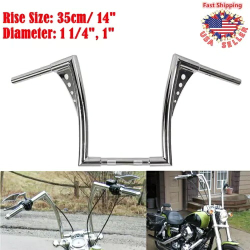 クロームオートバイAPEハンガーバー1-1/4インチ14インチライズハンドルバーハーレーカスタム用 Chrome Motorcycle APE Hangers Bars 1-1/4\
