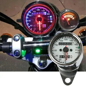 クロームオートバイスピードメーターゲージ LED バックライト付きデュアルオドメーター KM/H ハーレー用 Chrome Motorcycle Speedometer Gauge LED Backlit Dual Odometer KM/H for Harley 【並行輸入品】