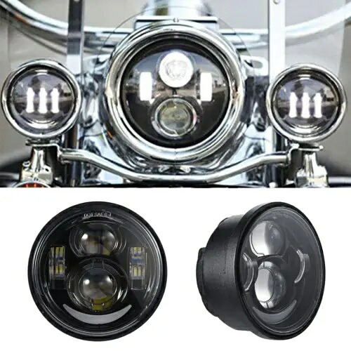 4.65 インチデュアルオートバイ LED ヘッドライトハイロービームハーレーファットボブ FXDF ペア 4.65 Inch Dual Motorcycle LED Headlight Hi-low Beam For Harley Fat Bob FXDF Pair 【並行輸入品】