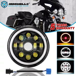 60W 7インチ LED ラウンドヘッドライト フラッドビーム ハーレーホンダヤマハオートバイ用 60W 7\