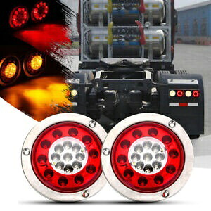 ペア 4.3 インチ 19 LED ラウンド テール ストップ ターン シグナル ランプ リバース バックアップ リング ライト Pair 4.3 Inch 19 LED Round Tail Stop Turn Signal Lamp Reverse Backup Ring Light 【並行輸入品】