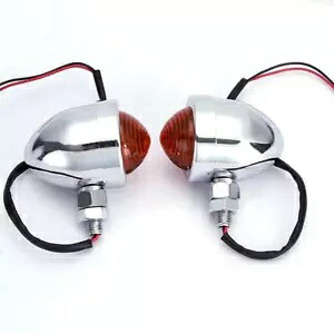 クロームオートバイ弾丸ターンシグナルインジケーターウインカーアンバーライトランプカスタム Chrome Motorcycle Bullet Turn Signal Indicator Blinker Amber Light Lamps Custom 【並行輸入品】