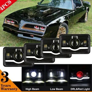 4 個 4x6 インチ LED ヘッドライト赤色警告灯 77-81 ポンティアック ファイアバード トランザム用 4PCS 4x6'' LED HEADLIGHT RED WARNING LIGHT FOR 77-81 PONTIAC FIREBIRD TRANS AM 【並行輸入品】