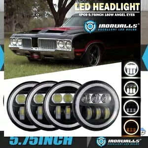 オールズモビル デルタ-88 Cutlass 4 個 5.75 インチ LED ヘッドライト Hi/Lo DRL Angel Eyes 用 For Oldsmobile Delta-88 Cutlass 4pcs 5.75\