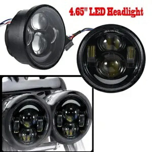 ブラック 4.65 インチ ツイン デュアル LED ヘッドライト ハーレー ファット ボブ ヘッドランプ 2008-15 用 Black 4.65\