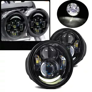 4.65インチ デュアル LED ヘッドライト デイタイムランニングライト ハーレーファットボブ FXEF 80 114用 4.65\