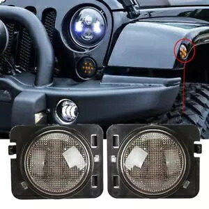 ジープラングラー JK 07-17 ペアフロントフェンダーフレア LED ターンシグナルライトアンバー For Jeep Wrangler JK 07-17 Pair Front Fender Flares LED Turn Signal Light Amber 【並行輸入品】