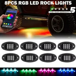 8 個 LED RGB ロックライトポッドアンダーグローオフロード 4WD ピックアップ Bluetooth APP 制御 8PCS LED RGB Rock Lights Pod Under Glow Offroad 4WD Pickup bluetooth APP Control 【並行輸入品】