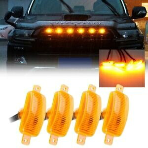 ラプタースタイルアンバーLEDグリルライト4個 ワイヤーハーネス付き ピックアップトラックSUV用 4Pcs Raptor Style Amber LED Grille Lights w/ Wire Harness for Pickup Truck SUV 【並行輸入品】
